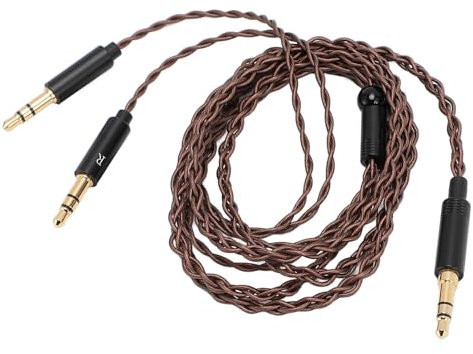 VBESTLIFE Kopfhörer-Upgrade-Kabel, 3,5 Mm auf Dual 3,5 Mm Loses Ersatz-Kopfhörerkabel für T1 II T5, für MDR Z7, für Arya, für He400se,