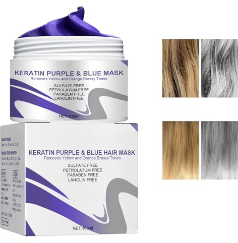 Mascarilla Morada con Keratina, Mascarilla de Pelo Morado, No Yellow Mask, Acondicionador Violeta, Mascarilla Ultravioleta Neutralizante, Tinte Matizador Violeta para Cabello Rubio