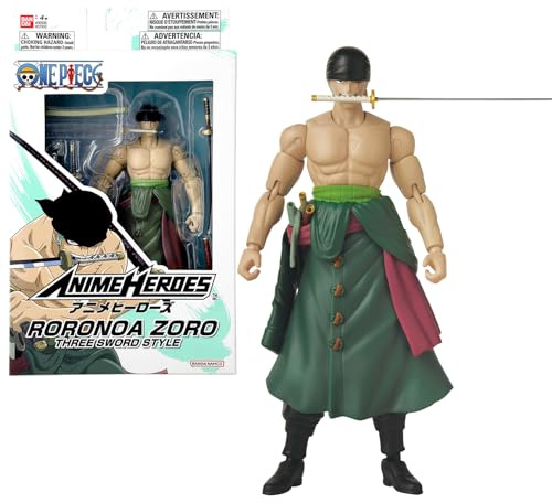 BANDAI Anime Heroes One Piece Figures Roronoa Zoro 3 Swords Style Action Figure | 17cm Articulated Zoro Anime Figure With Extra Accessories One Piece Action Figures Pirate Toys Range