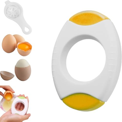 Gantants Egg Shell Opener, Necklacek Egg Opener Tool, Egg Shell Opener Topper Cutter, for Quickly Cutting Off The Tops of Cooked Eggs, Egg Cracker Separator for Raw (Yellow-A)