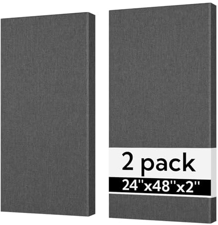 Olanglab Sound Acoustic Panels 2 Pack, 24''x48'' Fiberglass Acoustic Wall Panels 2'' Thick, Large Sound Proof Panels for Walls (Dark Grey)