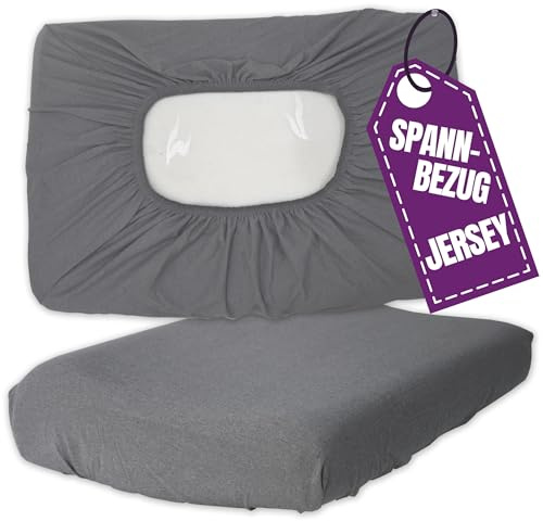 Jersey Nackenkissen Bezug 30x50 cm Grau Spannbezug Kissenhülle | Spann Kissenhülle aus 100 % Baumwolle – Kopfkissenbezug Elastisch, Pflegeleicht, waschbar - Ideal für Nackenstützkissen
