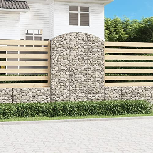Somanki Gabione mit Hochbogen, Gabionenkörbe, Gabionen Hochbeet, Steinkorb, Gabionengitter, Drahtkorb Für Pflanzen, Kräuterspirale Für Garten, 150x50x200/220 cm Verzinktes Eisen