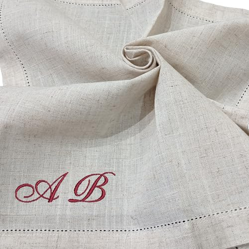 Stoffservietten Bestickt mit Monogramm, Servietten, 44x44cm, 100% Leinen, Serviette Bestickt, Serviette mit Monogramm personalisiert