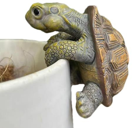 Décoration de Jardin en Forme de Tortue – Petite Tortue grimpante Artisanale en résine, Cache-Pot, décoration de, Miniatures de Jardin, décorations de Pots de Fleurs imperméables pour Jardin