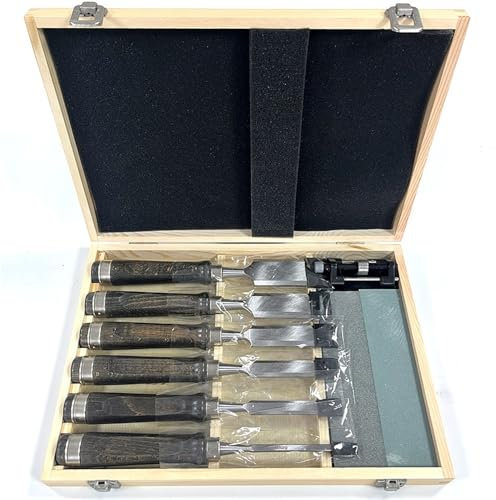 Wood Chisel Set 6 Pieces Woodworking Chisels 6mm to 38mm Firmer Chisel Set Woodworking Hand Tools Mortise Chisel Set Sharpening Stone and Storage Case