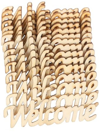 Mipcase 60stücke Unbemalter Holzanhänger in Kreativen Englischen Formen Natürliche Holzhandwerke Für Diy-projekte Glatte Holzstücke Zum Bemalen Kleine Holzscheiben Als
