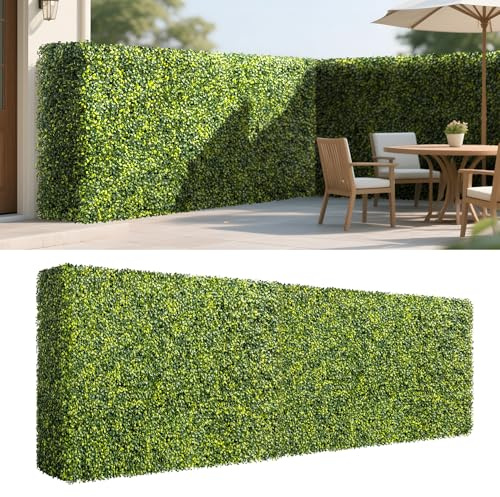 Patio Rigid Panel- Artificial Grass Wall Hedge 36 W x 18 H x 6 D Faux Boxwood Panels with Fake Plants Greenery Backdrop Room Divider Privacy Planters for Patio Office Balcony Porch