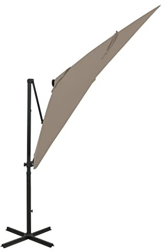 GLJTUO Parasol De Terrasse Suspendu, Mât Robuste, Parasol Déporté Taupe, Système De Manivelle Rotatif Inclinable pour L'Extérieur,