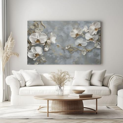 Genérico Cuadros de Arte Flores En Relieve 3D Lienzos Cuadro Tema Romántico Decoración Pared Cuadro Para Salon Dormitorio 160 x 80 cm Sin Marco