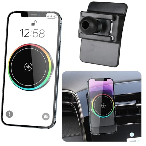 LUNQIN Car Magnetic Phone Mount for Hyundai Tucson 2022 2023 2024 and Hyundai Santa Cruz 2022-2024 Auto Accessories Best Cellphone Holder Fast 15W Wireless Charger Cell Phones Charging Screen Stand