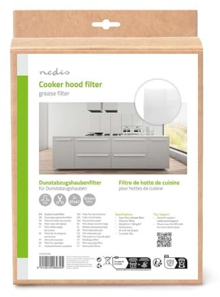 NEDIS Lot de 2 filtres à graisse universels pour hottes de cuisine, découpables, 57 × 47 cm