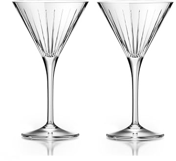 DIAMANTE Martini Cocktail Glasses Pair - 'Broadway' - Crystal - 210ml Capacity - Gift Box of 2 Gift Set
