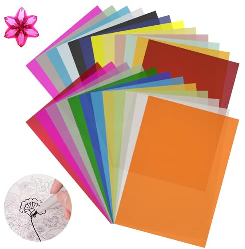 OSDUE 24 Blatt Transparentpapier Bunt, Transparentpapier a4, Pergamentpapier Zum Bedrucken, 20 Farben, Tracing Paper, Pergamentpapier zum Basteln von Laternen