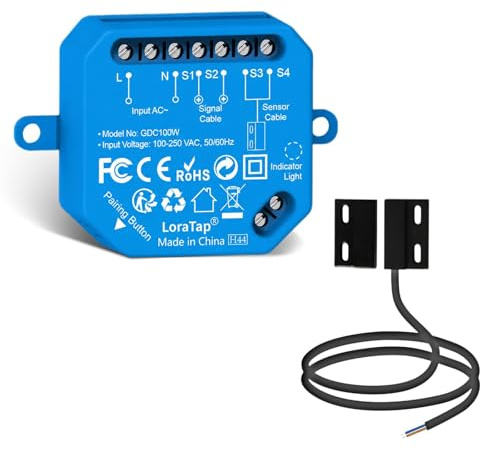 LoraTap Apriporta Garage WiFi Intelligente : Aggiorna la Porta del Garage Elettrica Esistente - Avvisi di Stato in Tempo Reale - Controllo Remoto tramite App - Voce Alexa & Google Assistant