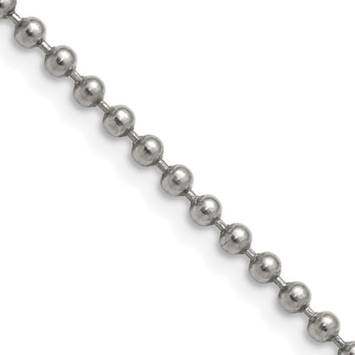 Stainless Steel Polished Fancy Lobster Closure 3.0mm 76 Centimeters Ball Chain Necklace 76 Centimeters Chain-Necklace for Women and Men
