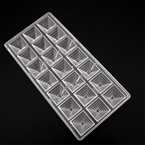 VAK Küche Backen 3D Pyramide Form Polycarbonat Schokolade Formen, Bakeware Pyramid Pan Tablett Gebäck Kuchen Backform Dessert Candy Backform – 14,5 x 28 x 2,5 cm