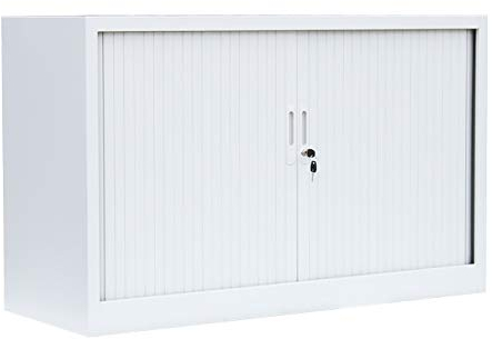 Querrollladenschrank komplett montiert Sideboard 120cm breit Stahl Büro Aktenschrank Rollladenschrank Weiß 555127 (HxBxT) 750 x 1200 x 460 mm