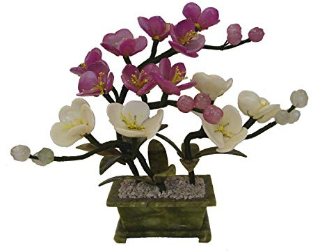 Feng Shui Import Chinese Jade Colorful Peony Flower Plant