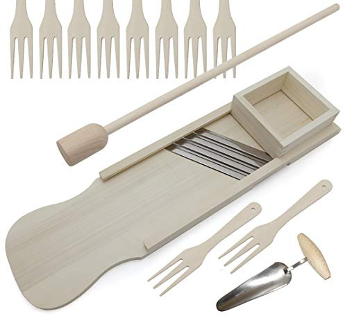 Holzfee Krauthobel 92 x 24 cm | Buchenholz 4 Edelstahl-Messer + Zubehör Auswahl (Set 3)