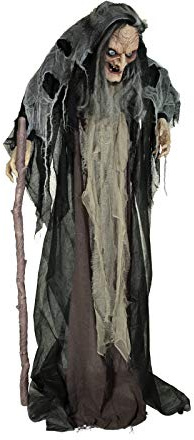 EUROPALMS Halloween Hexe Nahema, 160cm | Animerte Standfigur mit LED-Augen