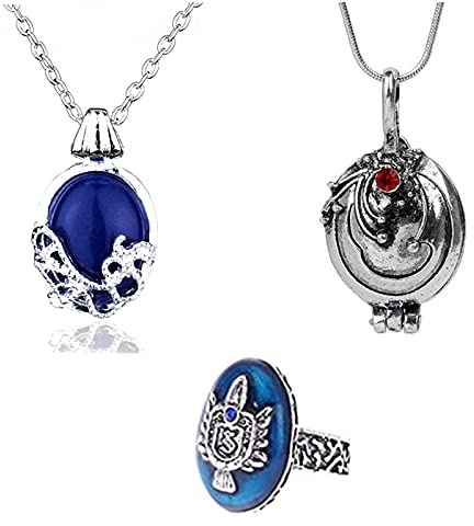 XHBTS Daywalking Katherine Collier Pendentif Charm Collier-Bleu Royal et Vampire Diaries Daylight Walking Sceau Bague de Damon pour les Fans