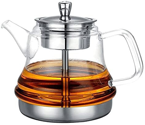 XIXIDIAN Glas-Teekanne, Glas-Teekanne mit Edelstahl-Infuser & Deckel für blühende und lose Blatt-Teebrauer 1300ml