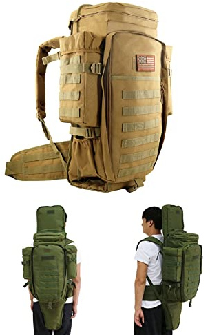 SJASD Taktischer Gewehrrucksack,Taktischer Rucksack Militar Wanderrucksack Mit Gewehrhalter,Wasserdicht Waffentasche für Langwaffen Airsoft Waffen Rucksack für Reisen Camping Jagd Trekking Klettern