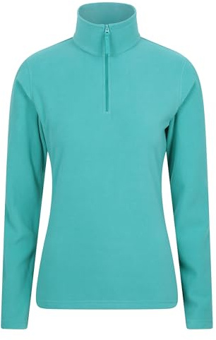 Mountain Warehouse Camber Half Zip Women's Fleece - Leichtes, warmes & kuscheliges Half Zip Sweatshirt Top - Ideal für Camping, Outdoor, Reisen & Wandern Aquamarin (Plain) Small