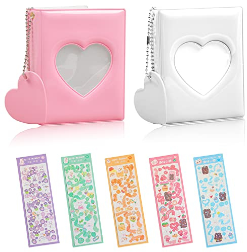 MaehSab 3-Zoll Mini-Fotoalbum 2er-Set, Kpop Photocard Binder mit 5 Blättern und Korean Stickers (32 Taschen)