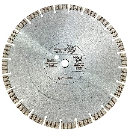 EDW Profi Diamant-Trennscheibe 350 mm x 20,0 mm, Segmenthöhe 15 mm TURBO SUPERCUT, universelle Diamant Trennscheibe für Beton, Stahlbeton, Granit Mauerwerk