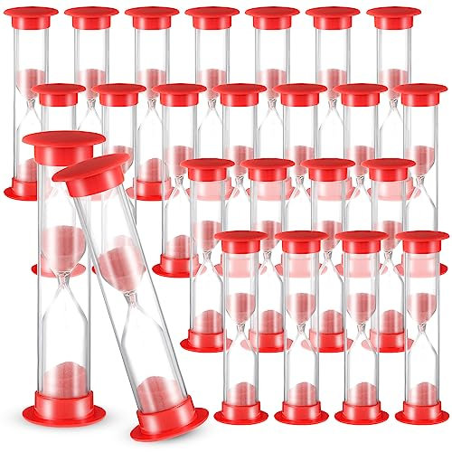 24 Pcs 5 Minute Sand Timer Plastic Hourglass 5 Min Visual Timer Mini Classroom Small Shower Hourglass for Teacher Classroom School Must Haves Supplies Egg Sand Clock Kids Time Management(Red)