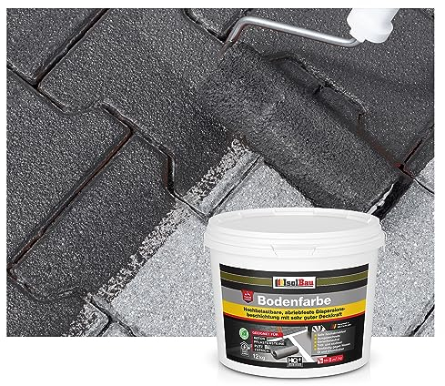 Isolbau Bodenfarbe - 12 kg - Boden- und Betonfarbe für Keller, Garage, Werkstatt - Wasserfeste Bodenbeschichtung für innen & außen - Anthrazit (RAL)