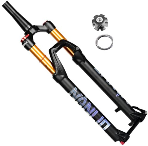 Forcella Anteriore Mountain Bike 27.5 29 Pollici Conico Forchetta Ammortizzata MTB Ciclismo 1-1/2 Escursione 120mm Perno Passante 15×110mm Smorzamento (Color : Black Manual, Size : 27.5inch)