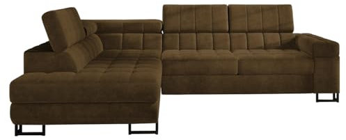 Mirjan24 Ecksofa Laris, Polsterecke mit Schlaffunktion und Bettkasten, Eckcouch, Polstersofa, Couch, L-Form Sofa, Polstergarnitur, Wohnlandschaft, Bettsofa (Wave 09, Seite: Links)