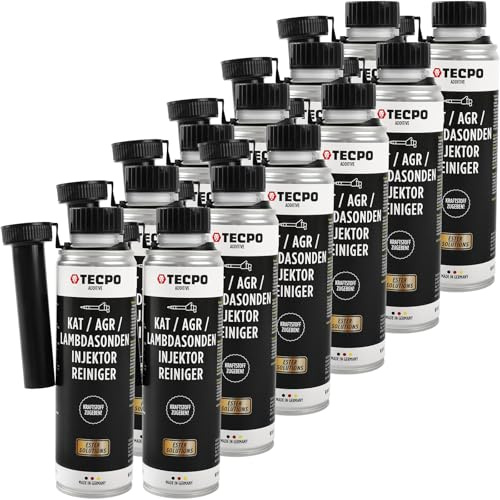 TECPO Benzinadditiv AGR Ventil Reiniger 12x 300ml Motorsystemreiniger Katalysator Lambdasonde Drosselklappe Injektor Additiv