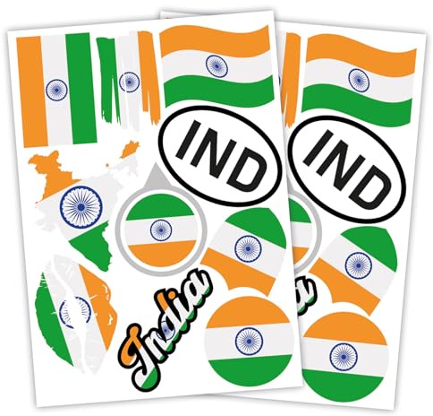 Finest Folia 2er Set DIN A4 Länderaufkleber Fahne Aufkleber Länderfahne Flagge für Auto Motorrad Sticker Länderflagge selbstklebend wetterfest R217 (21 Indien)