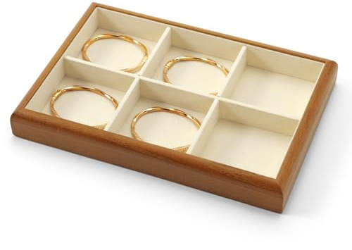 Oirlv Stapelbares Schmucktablett Holz Schmuck Organizer Tablett Schmuckdisplay Tablett für Ringe Ohrringe Halskette Display und Organizer