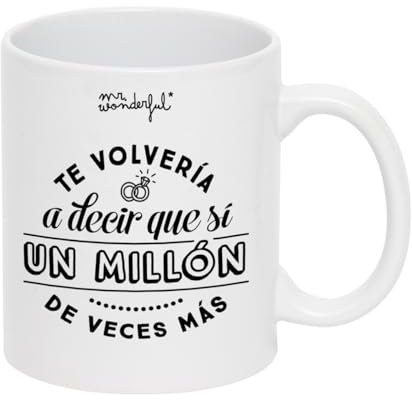 Mr. Wonderful - Taza Iconic - Te volvería a decir que sí un millón de veces más - Taza de Cerámica - Taza Original para Regalar - Taza con Mensaje