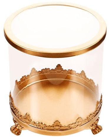 HOLIDYOYO Pantalla Cristal Cúpula con Base Dorada Pequeñas Botellas Vidrio Campana Campana Transparente Pantalla Globo Terrario Redondo para Flores Dulces Galletas Jardín Hadas