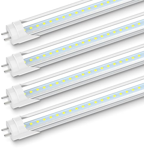 JESLED 2FT T8 LED Tube Light, 10W(24W Equiv.), 5000K Daylight, 1120LM, 24 Inch Type A+B LED Bulb, Plug & Play or Ballast Bypass, Double-Ended, F17T8 Fluorescent Replacement, Clear, 4 Pack, ETL