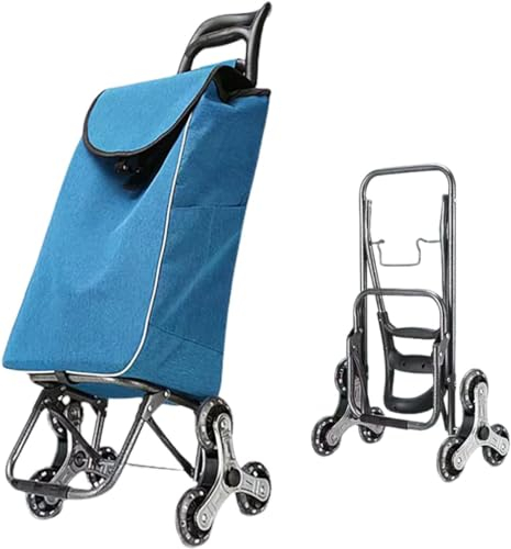 40 l Leichter Einkaufstrolley mit 6 Rädern, strapazierfähig und zusammenklappbar, Trendiger zusammenklappbarer Einkaufswagen zum Schieben/Ziehen für einfache Lagerung, Einkaufstrolley mit Treppenste