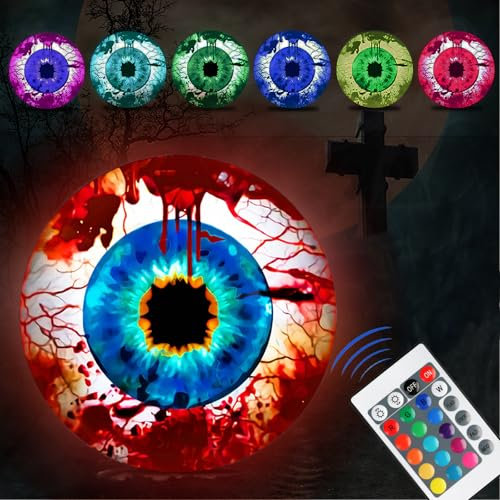 Sunwuun Größe Aufblasbare Halloween Augäpfel 40CM,Halloween Deko Garten Gruselig,Halloween Horror Aufblasbare Dekoration,LED Augapfellicht mit Fernbedienung,Halloween Dekoration Garten Rasen Outdoor