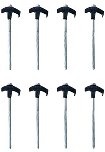 Clyictz Zeltheringe zum Einschrauben – Bodenanker zum Einschrauben, Zeltheringe, Campingpfähle, Metallgewinde, Zeltspikes, einfach zu bedienen, 8 Stück, Schwarz