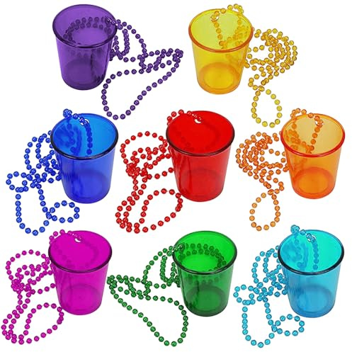 INHEMING Lot de 8 verres à shot avec chaîne, verres à liqueur de mariée, verres à liqueur en plastique, verres à liqueur pour anniversaire, mariage, festival, défilé
