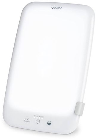 Beurer TL35 Light Therapy Lamp with 10,000 Lux LED with 3 Color Temperatures, 4 Dimmer Levels, Timer, Auto Switch-Off, and Adjustable Stand for Home, Office, or Travel