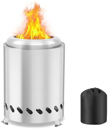 AOOSU Rauchfreie Feuerschale, Tischfeuerstelle aus Edelstahl, Kocher Camping Holzofen Mini Tischkamin Outdoor Holzofen Betrieben mit Reisetasche, Hobo Kocher für Camping, Outdoor, Garten (20cm x 13cm)