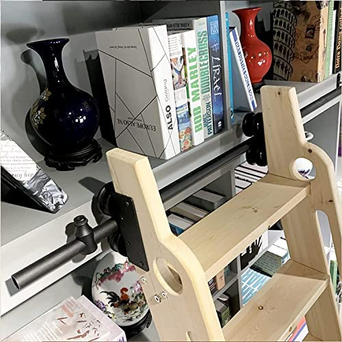 Schiebeleiter-Hardware-Kit – mobile Schiene/Schiene aus Stahl für Innenbereich, Dachboden und Bibliothek – komplettes Rollleitersystem mit Bodenrollen – D-100 cm