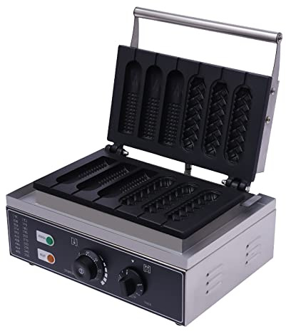 Gofrera Electrica de Acero Inoxidable 1500W Máquina para Hacer Gofres Comerciales 5 min Temporizador Gofrera Profesional con Doble Placa Calefactora y Indicador Luminoso, Temperatura Ajustables