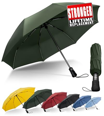 Chakipee Kompakter Reise Regenschirm Groß Sturmfest – Automatik Taschenschirm für Herren und Damen